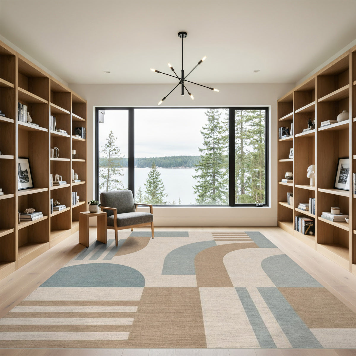 Beige and Neutral Geometric Arch Area Rug