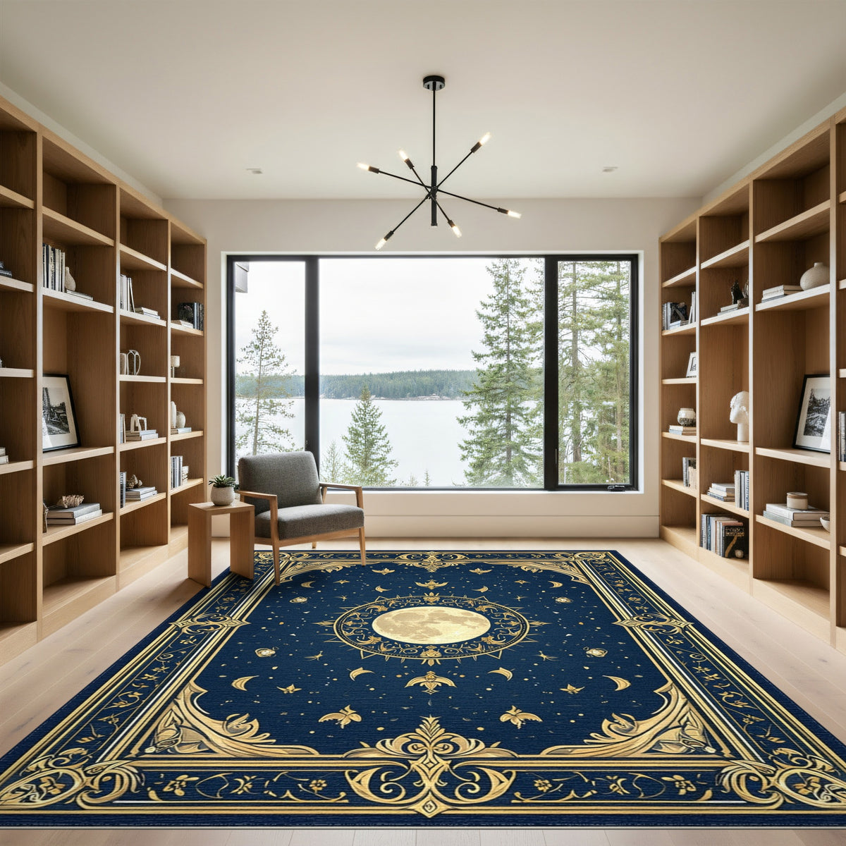 Ornate Celestial Moon Area Rug