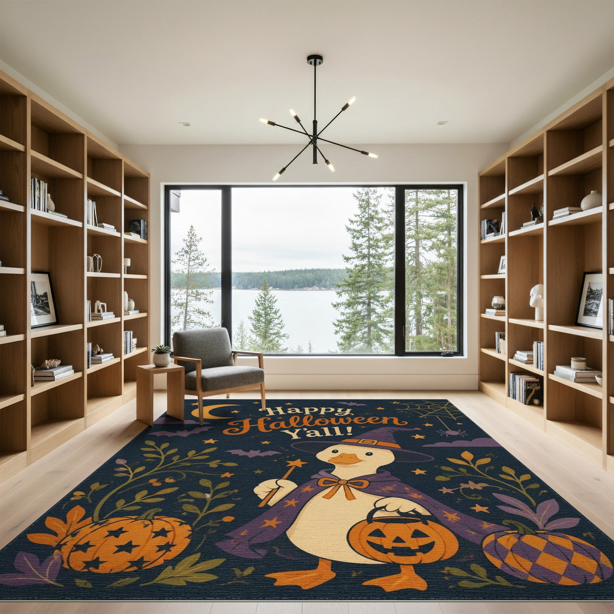 Happy Halloween Duck Witch Area Rug