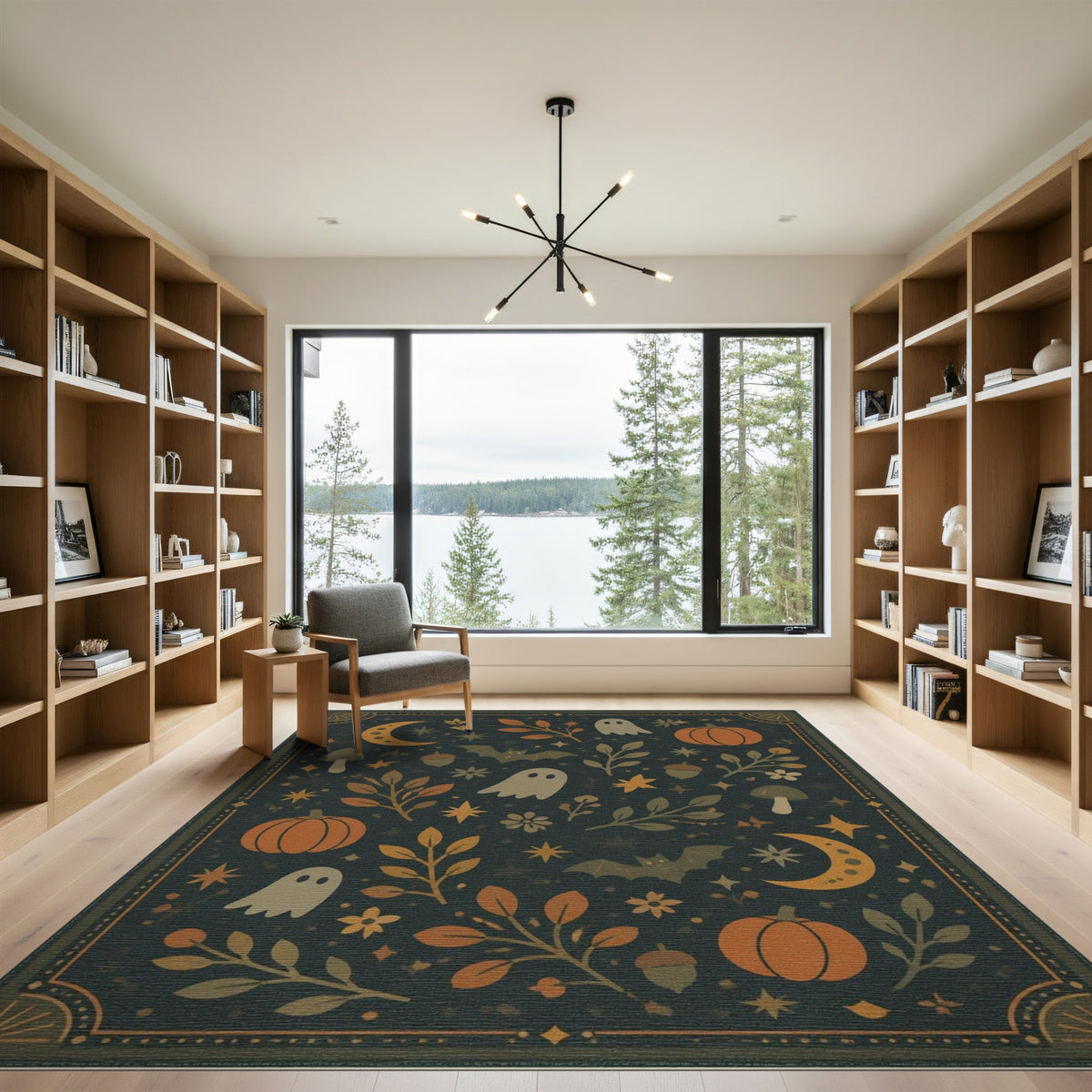 Whimsical Halloween Ghost Pumpkin Area Rug