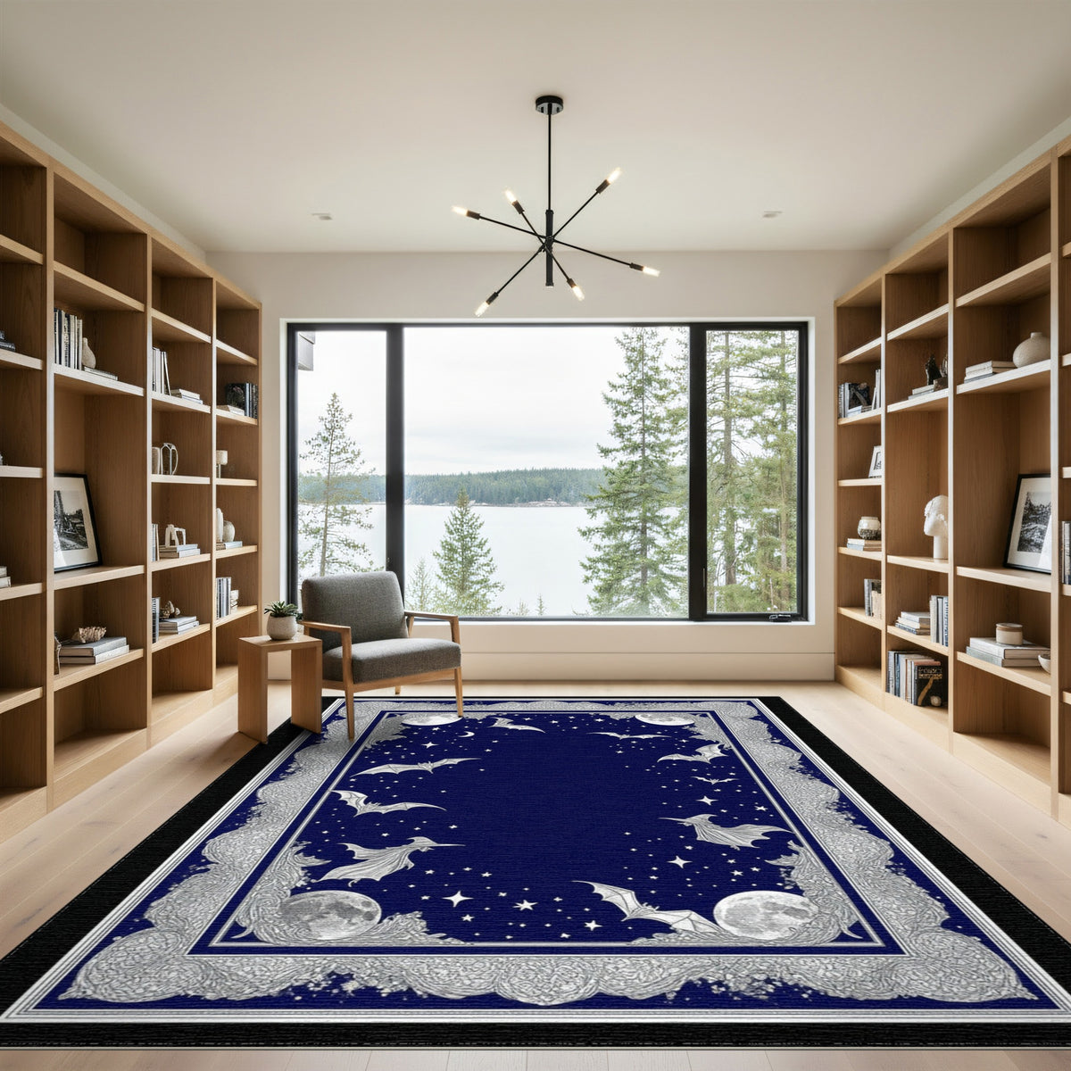 Midnight Witch Bat Celestial Area Rug