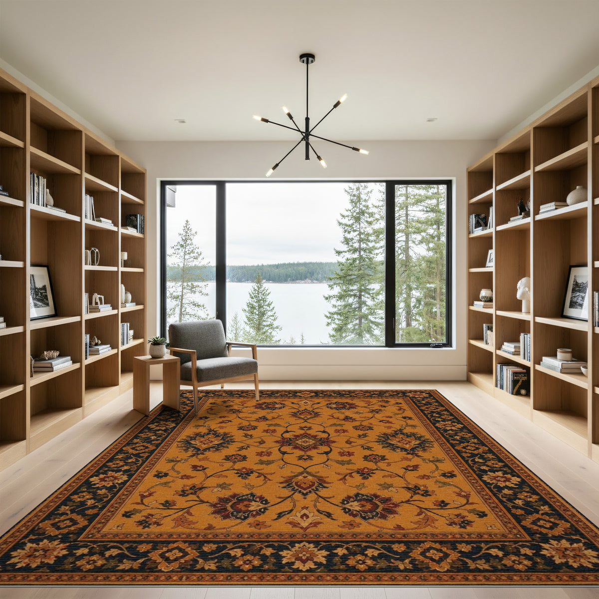 Yellow Persian Floral Area Rug