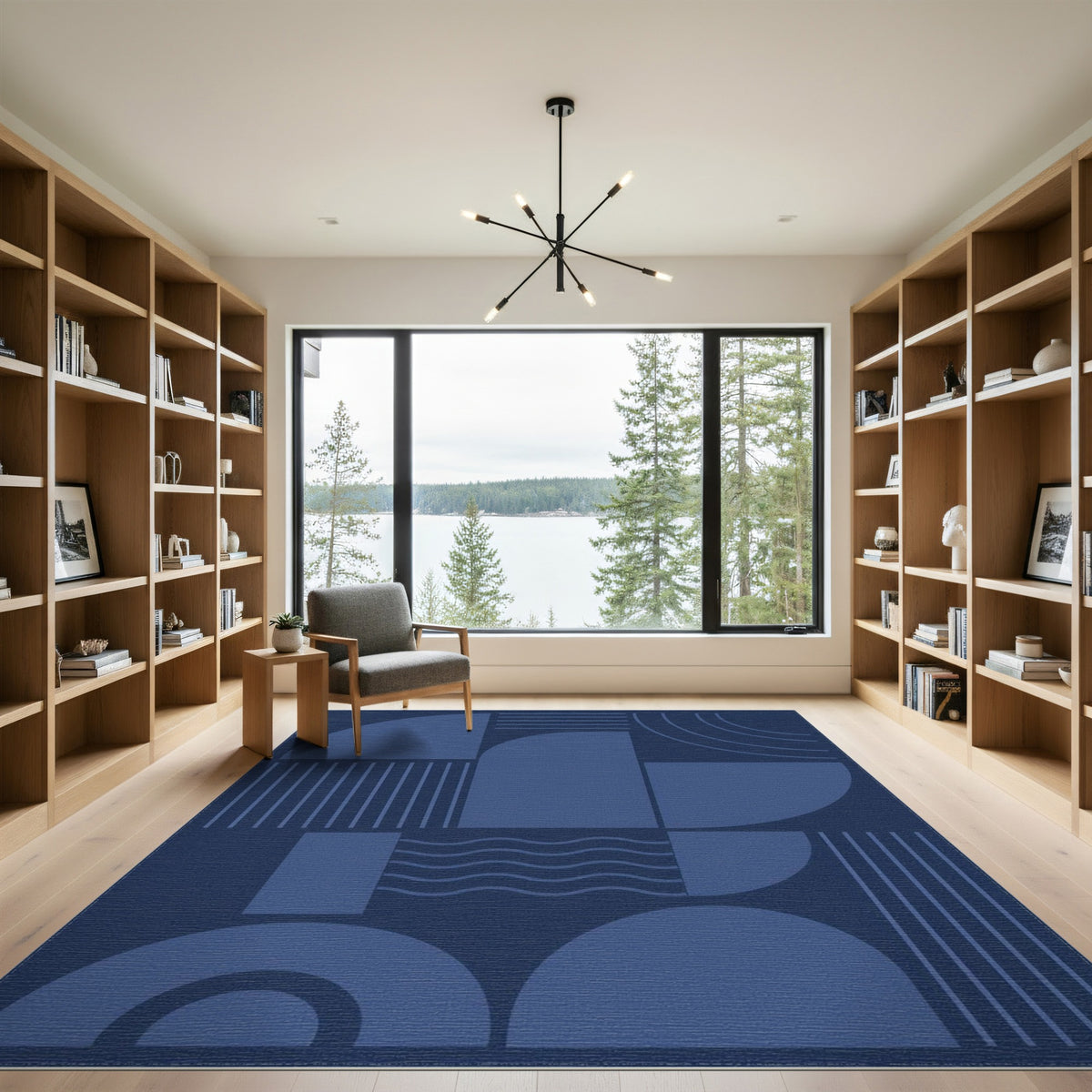 Navy Geometric Modern Navy Blue Geometric Area Rug