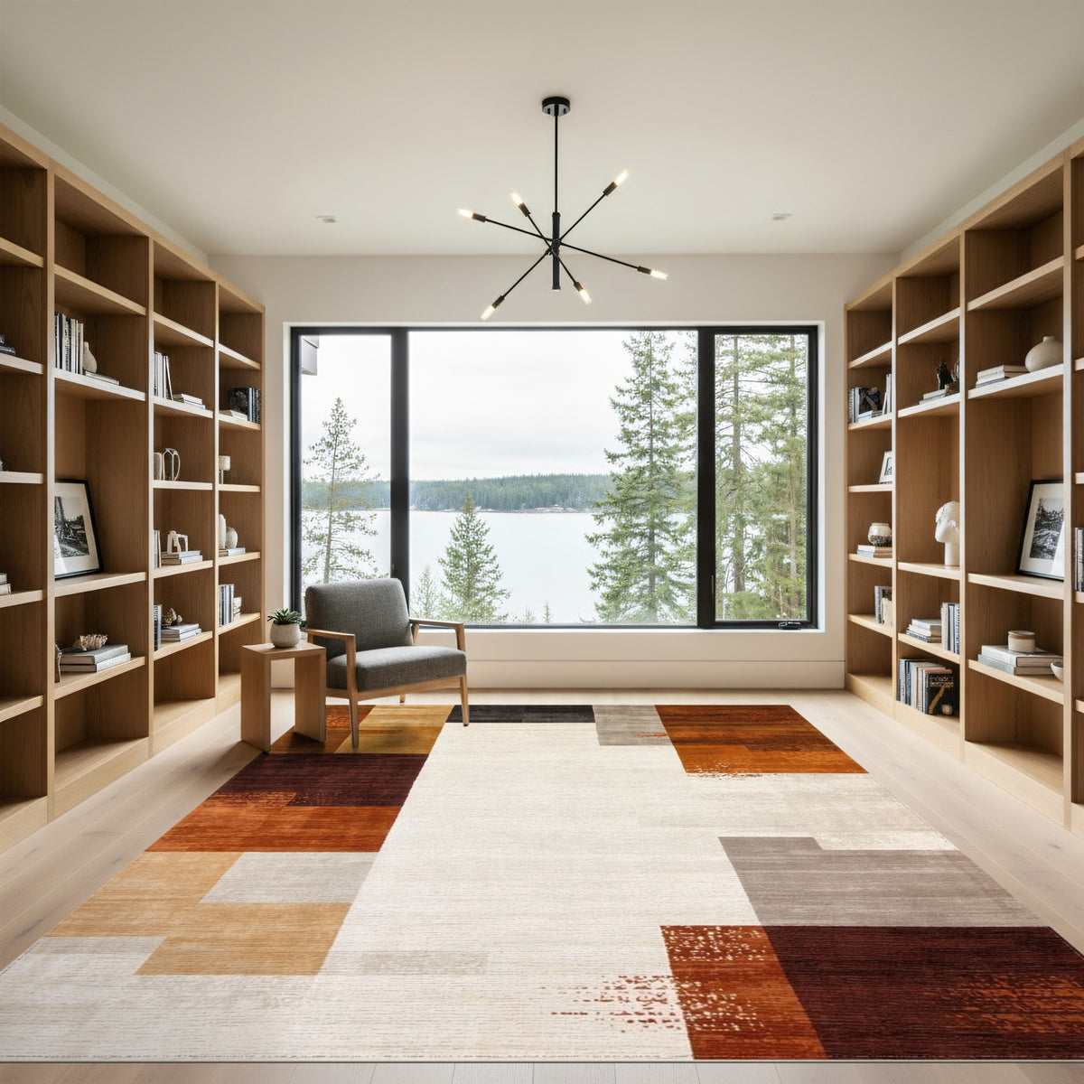 Modern Geometric Brown Tan Area Rug
