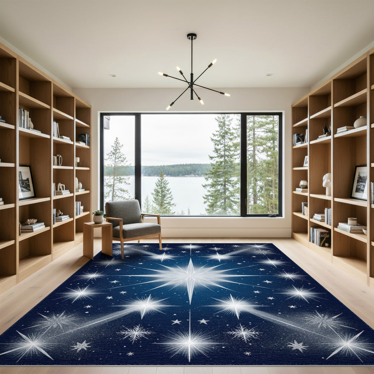 Starburst Midnight Blue Area Rug
