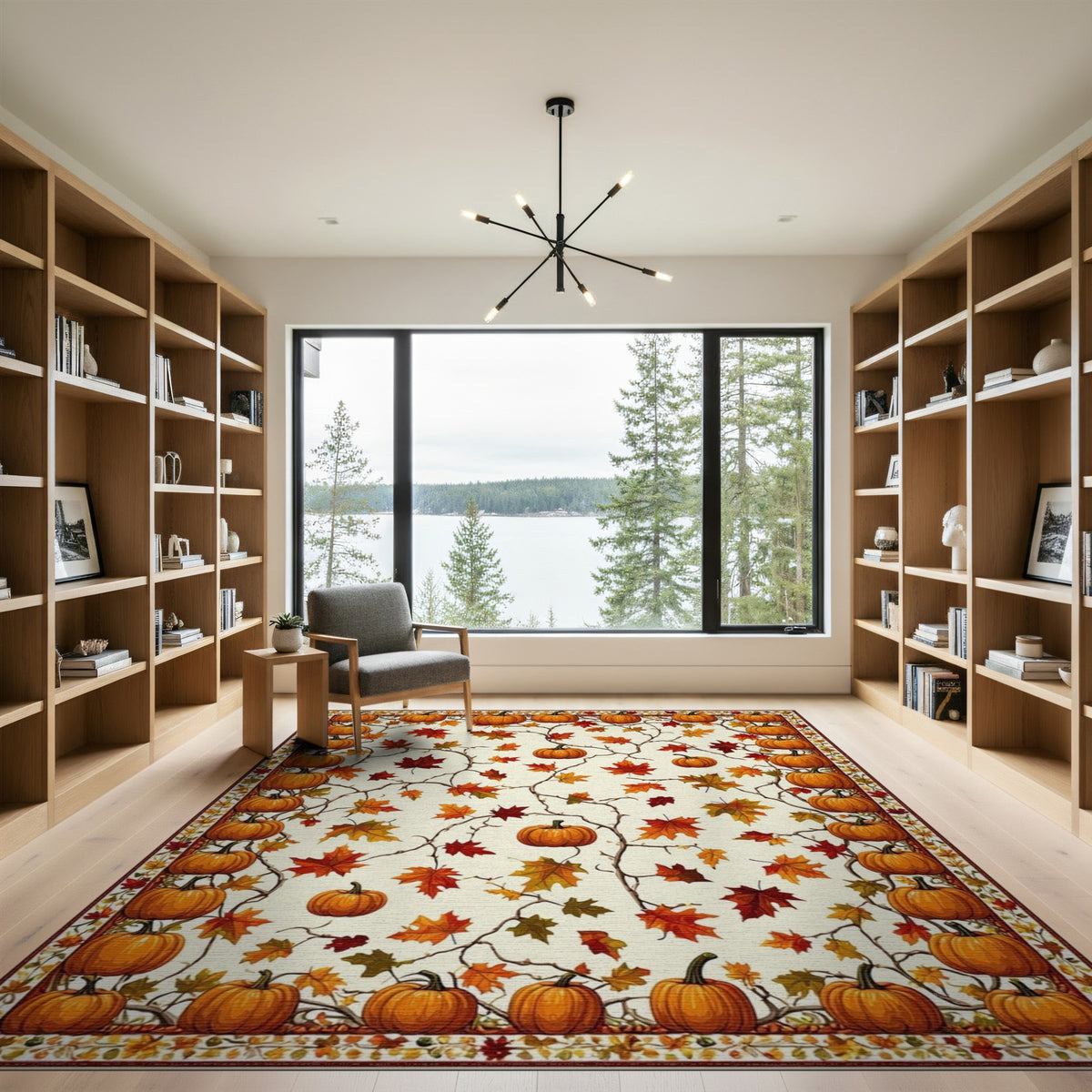Autumn Rustic Farmhouse Autumn Pumpkin Harvest Area Rug