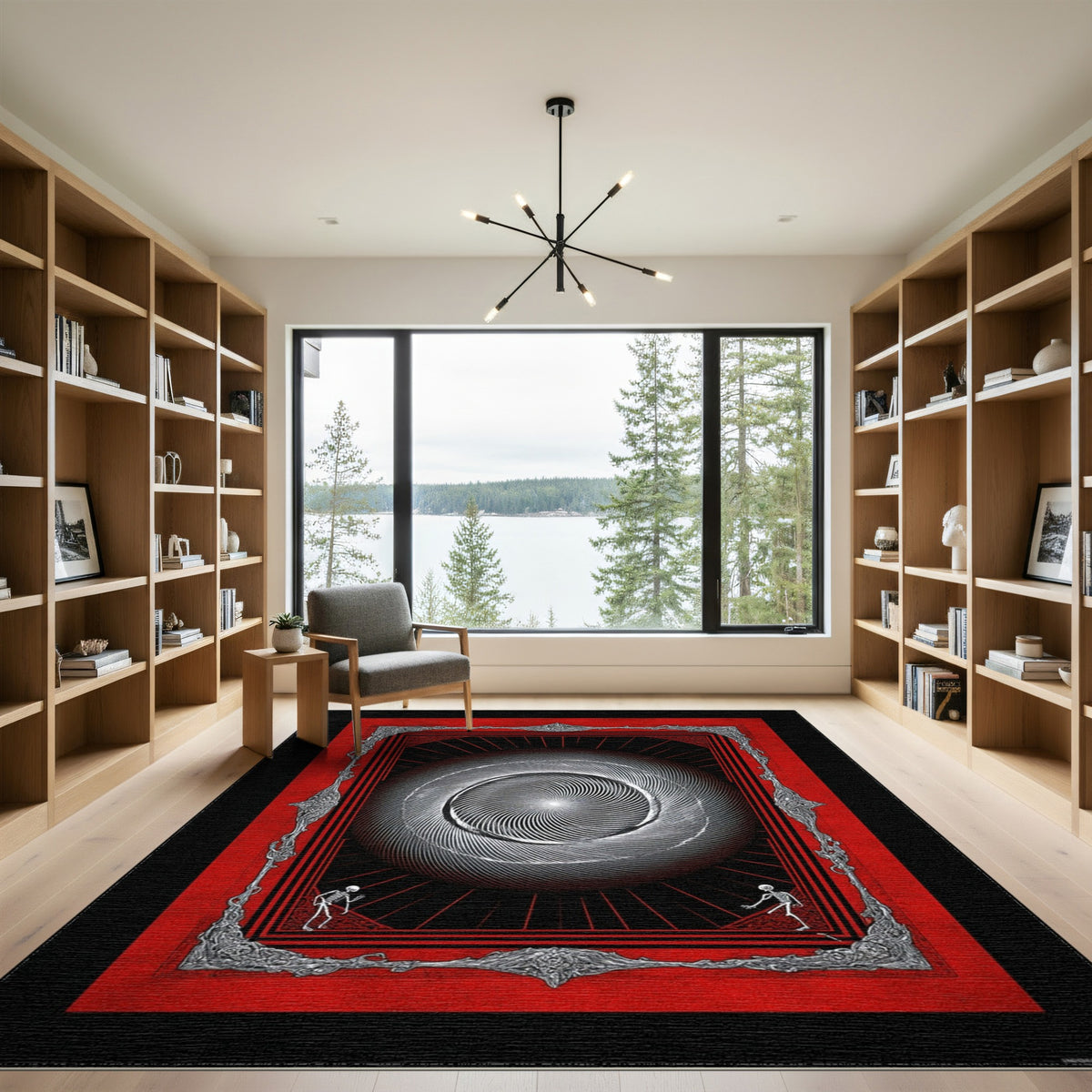 Red Vortex Skeleton Area Rug