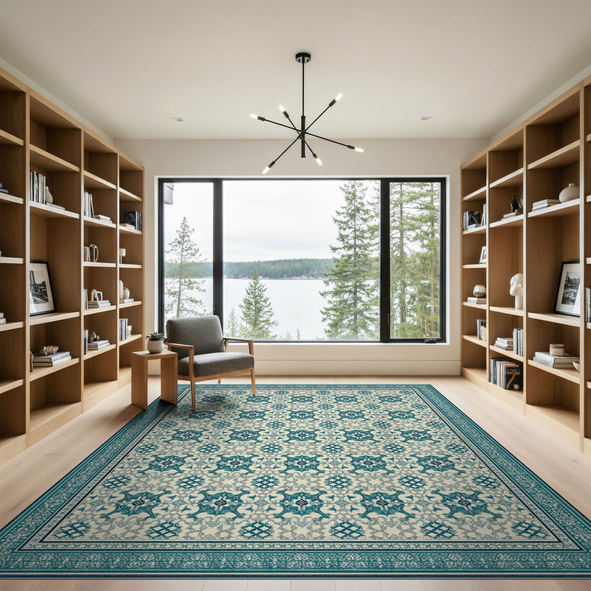 Blue Teal Persian Medallion No. 13 Area Rug