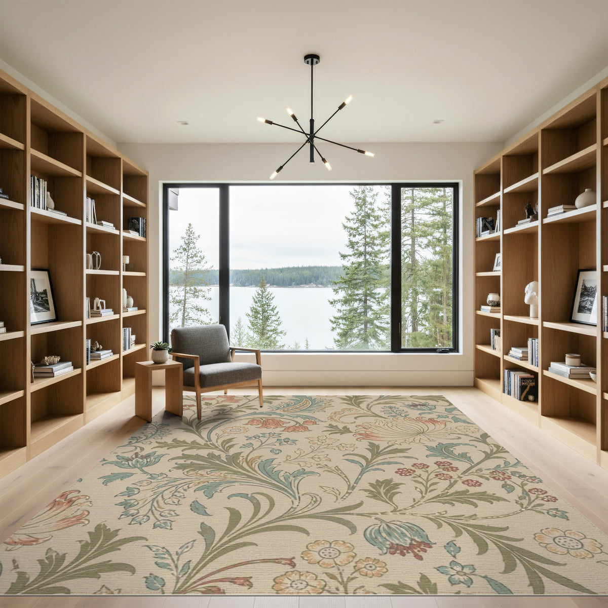 Vintage Floral Beige Area Rug