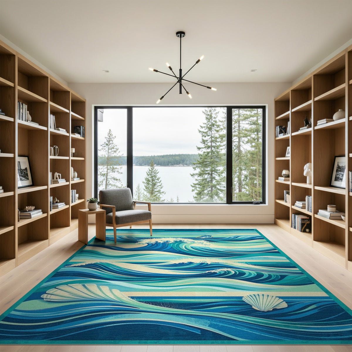Coastal Wave Seashell Area Rug