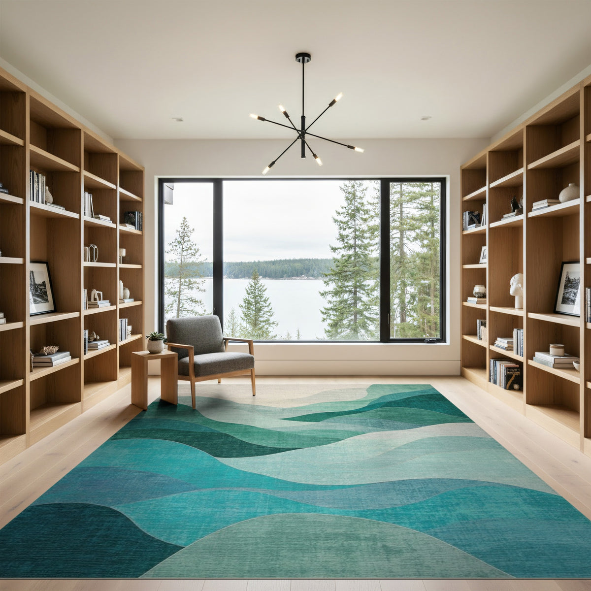 Teal Wave Abstract No. 26 Area Rug
