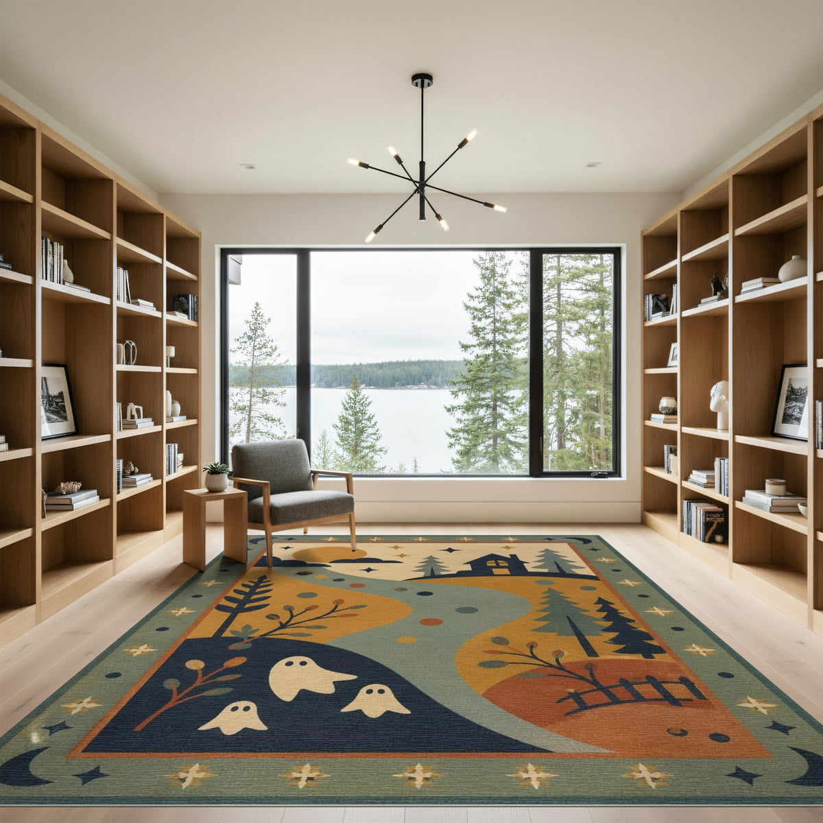 Whimsical Ghost Landscape Kids Area Rug