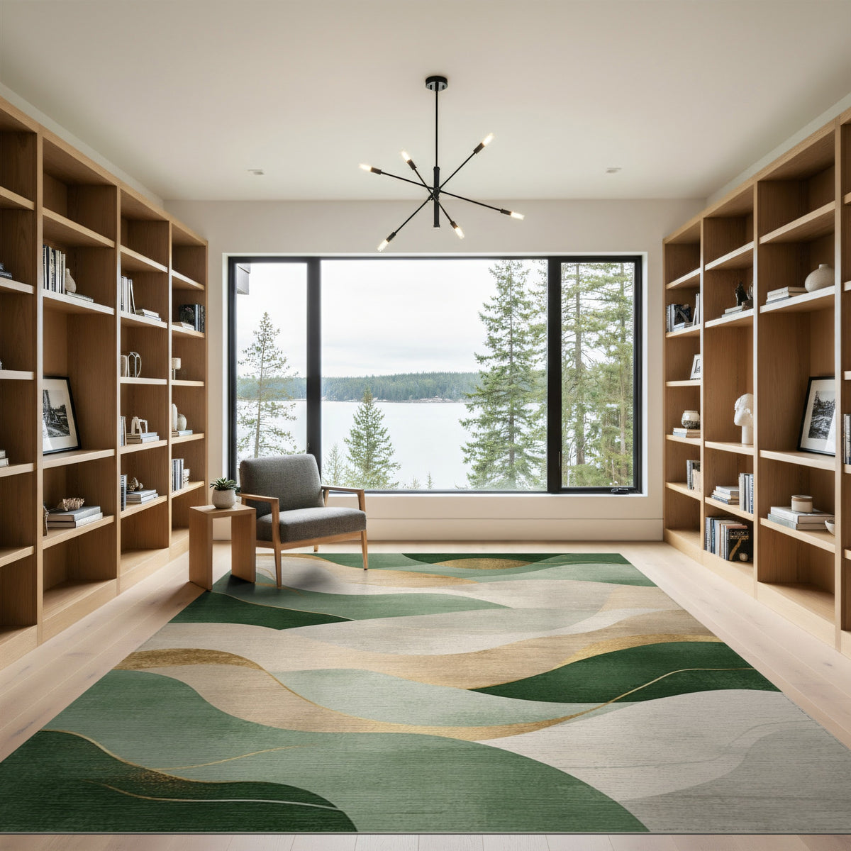 Abstract Area Green Abstract Wave Area Rug