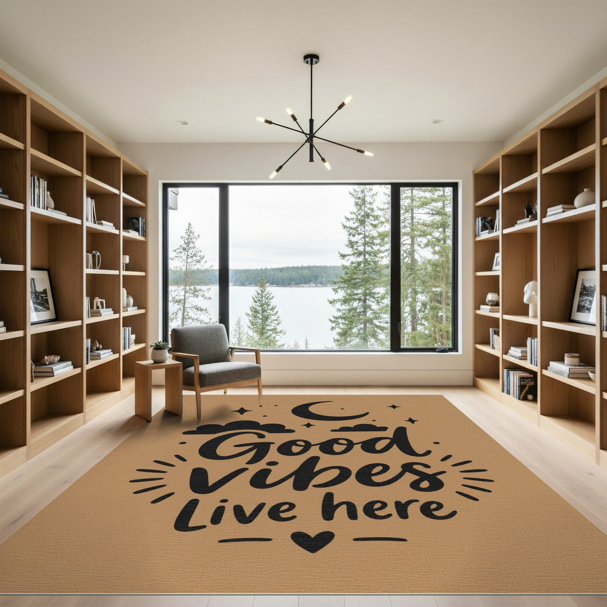 Good Vibes Live Here Boho Moon Rug