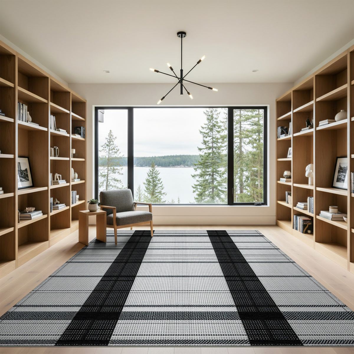 Black and White Plaid Black White Plaid Geometric Area Rug