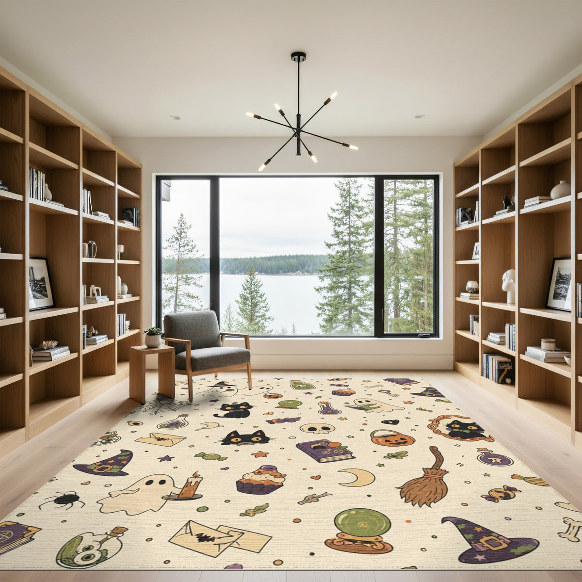 Halloween Ghost Cat Kids Cartoon Washable Area Rug