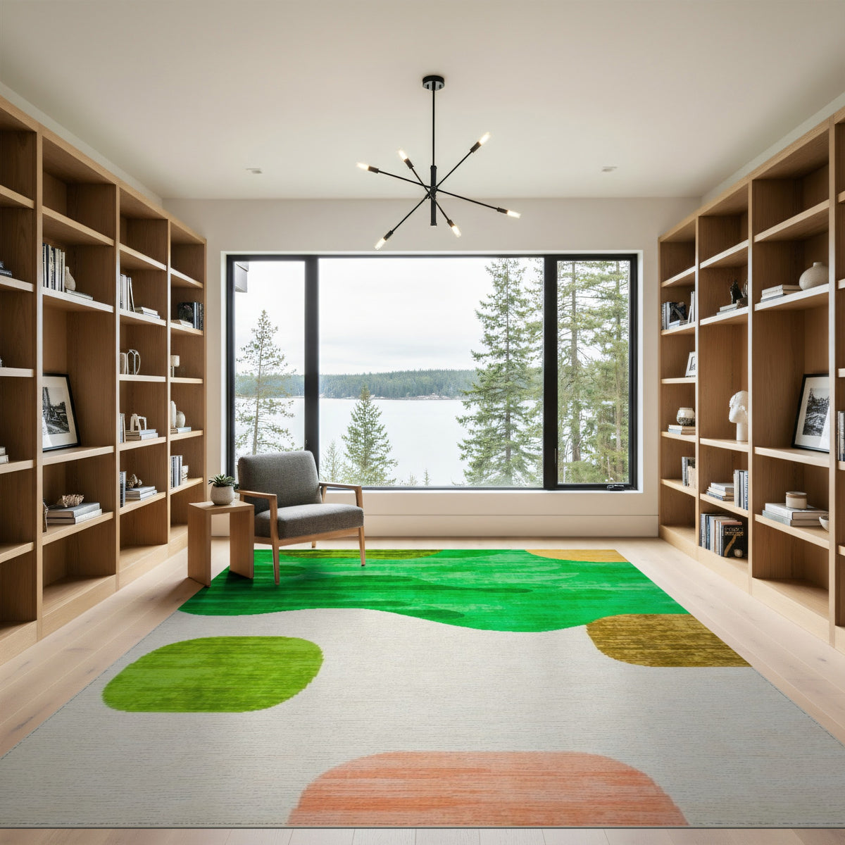 Green Abstract Wavy Area Rug