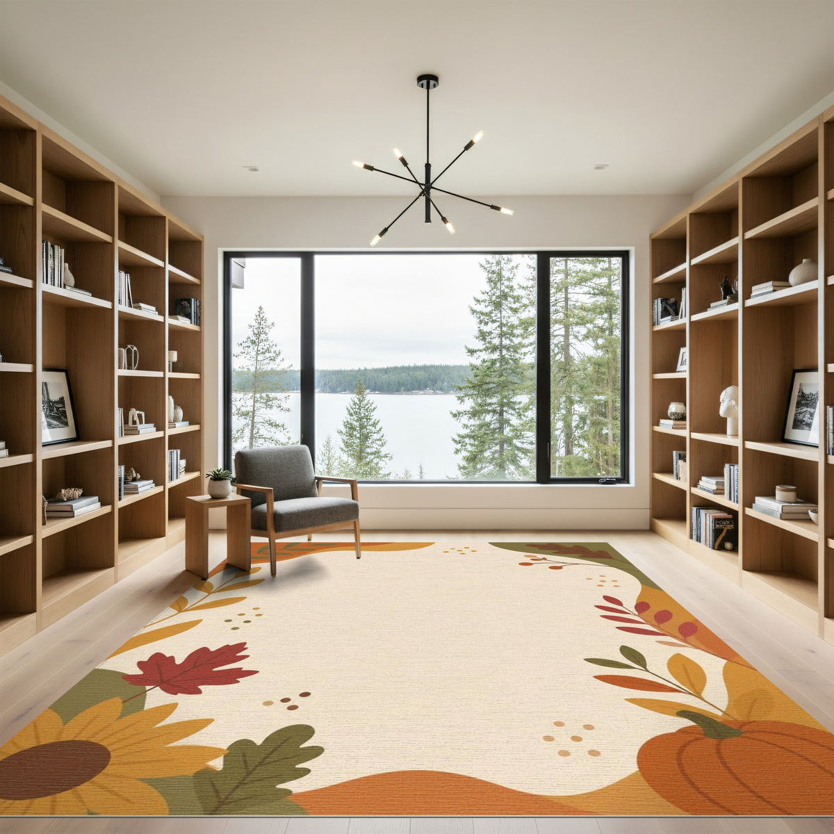Beige Autumn Harvest Pumpkin Area Rug
