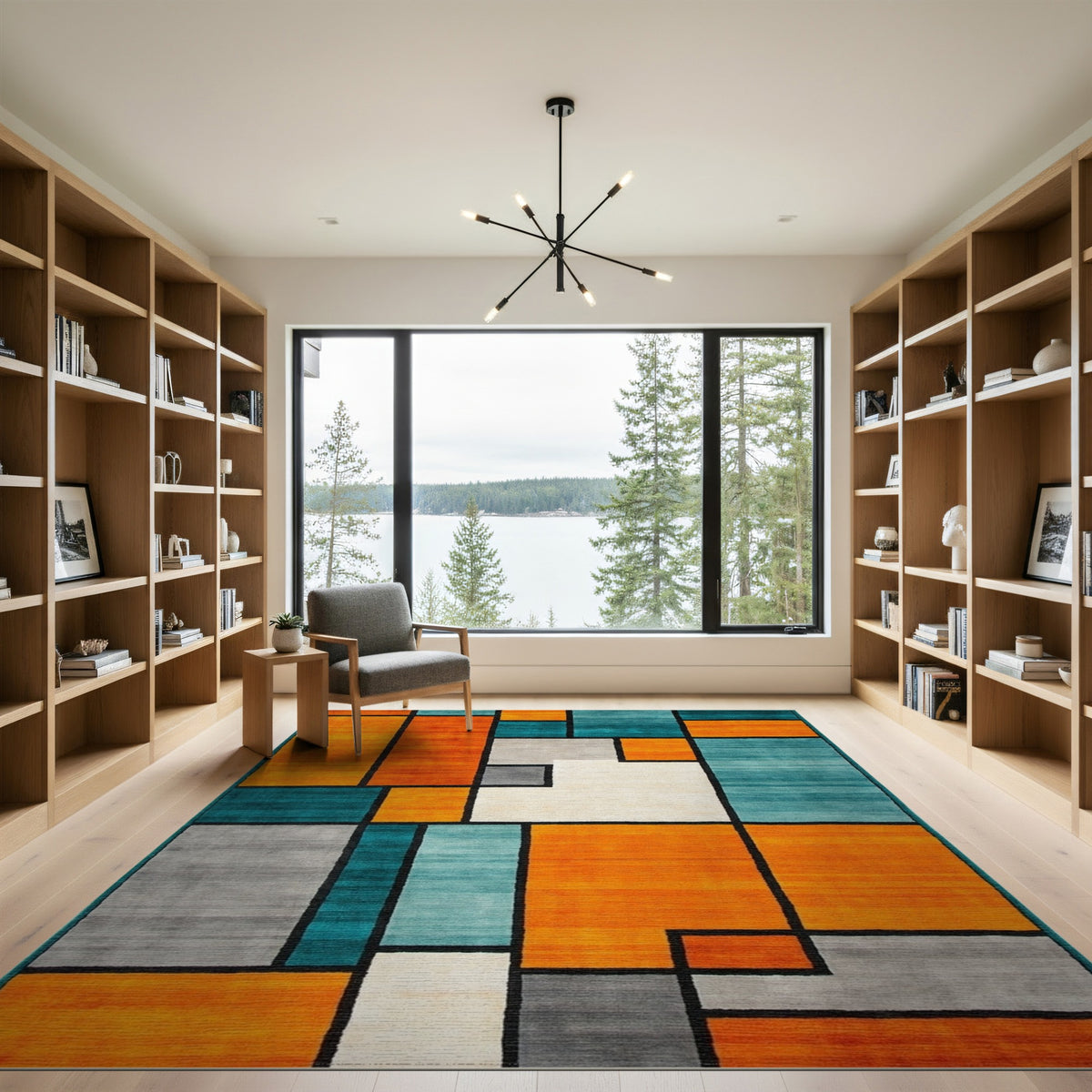 Bold Geometric Multi-Color Area Rug