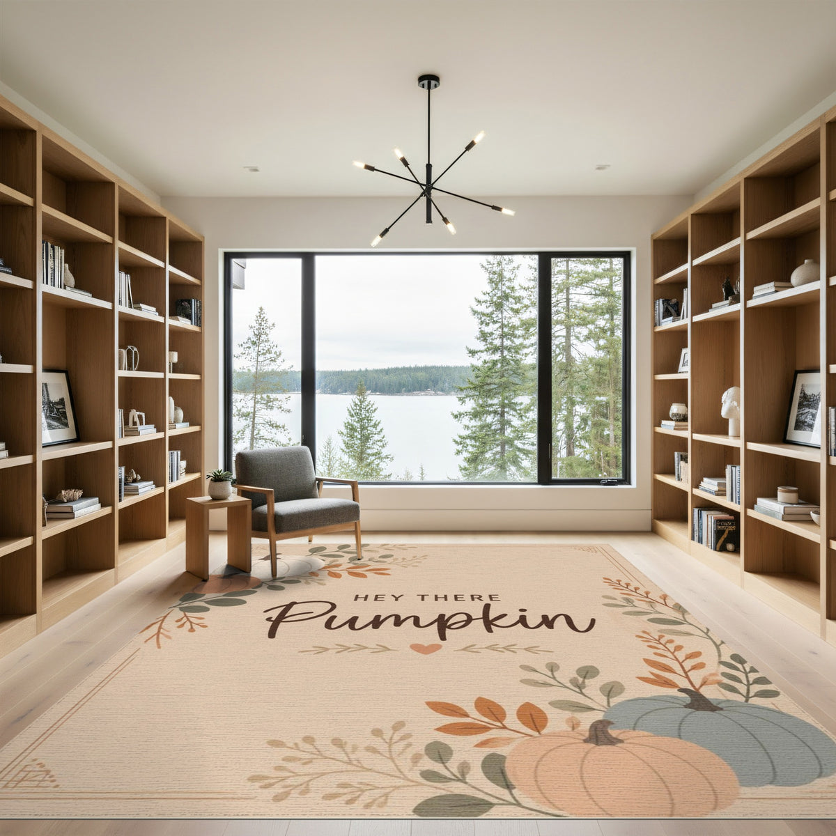 Hey There Pumpkin Beige Area Rug