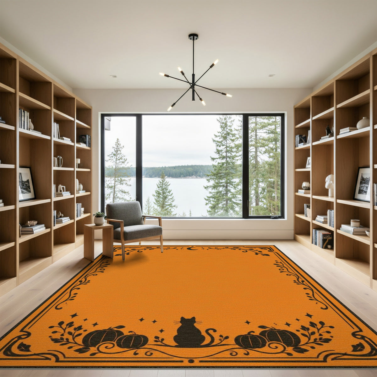 Orange Cat Pumpkin Washable Area Rug