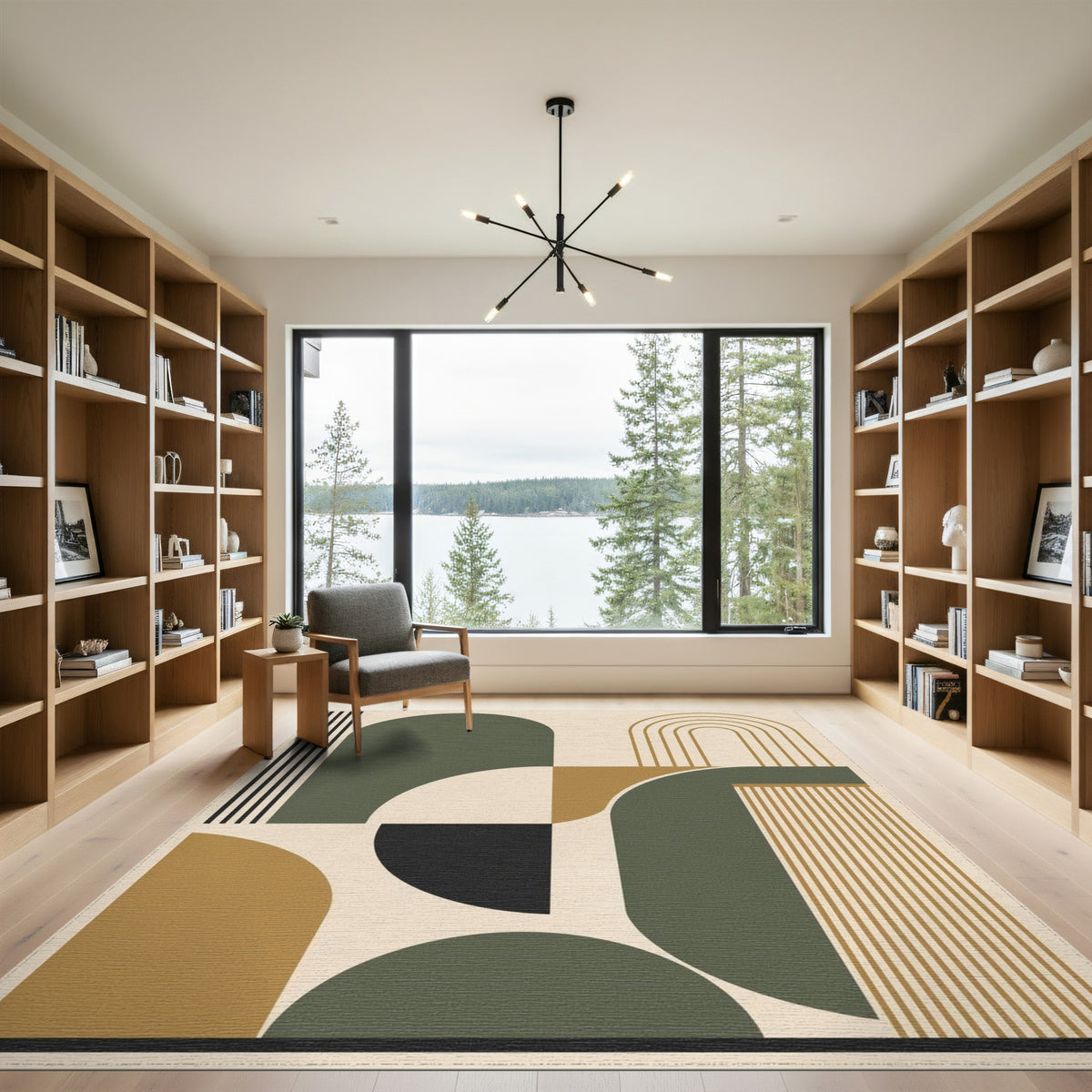 Modern Geometric Arch Beige Area Rug