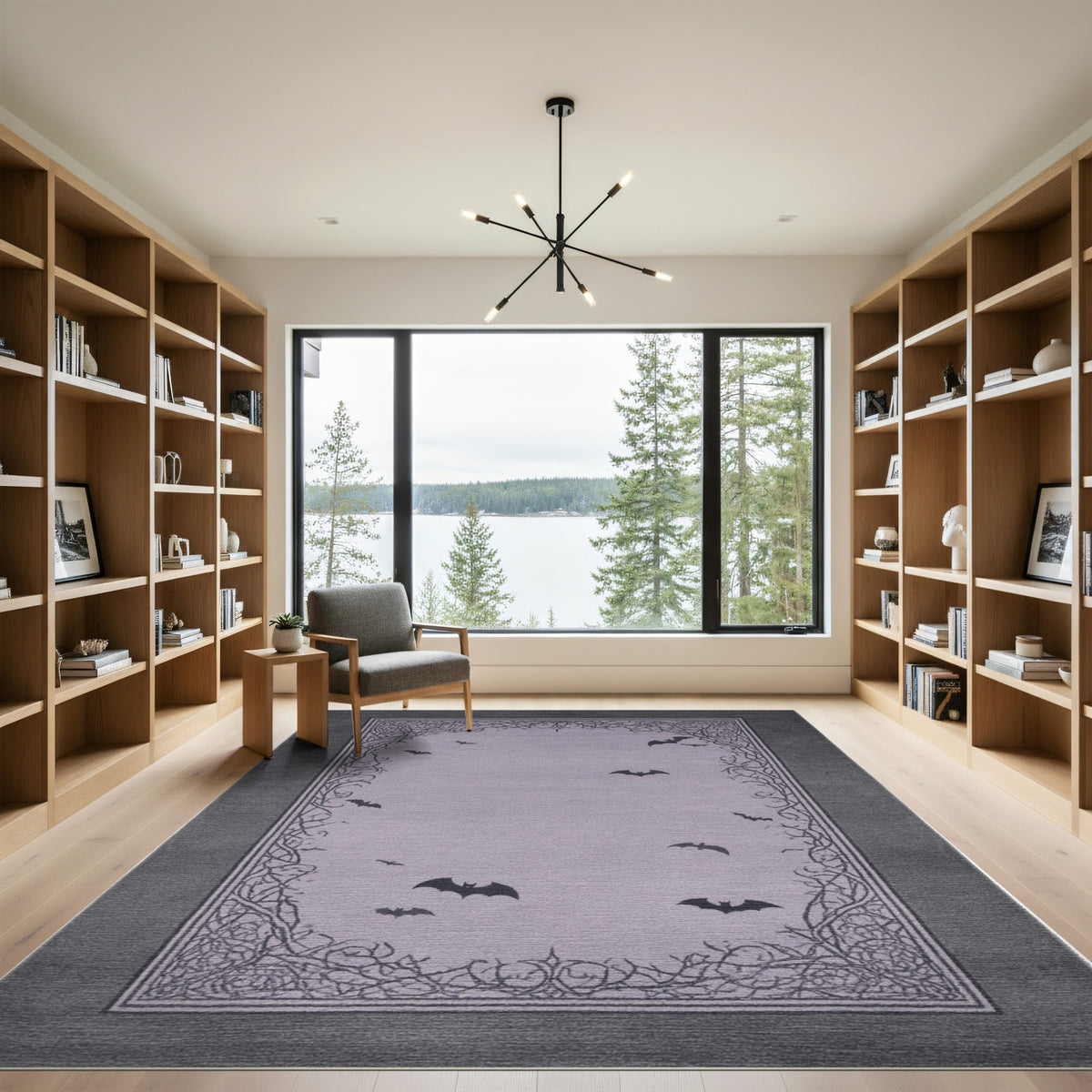 Purple Bat Vine Border Area Rug