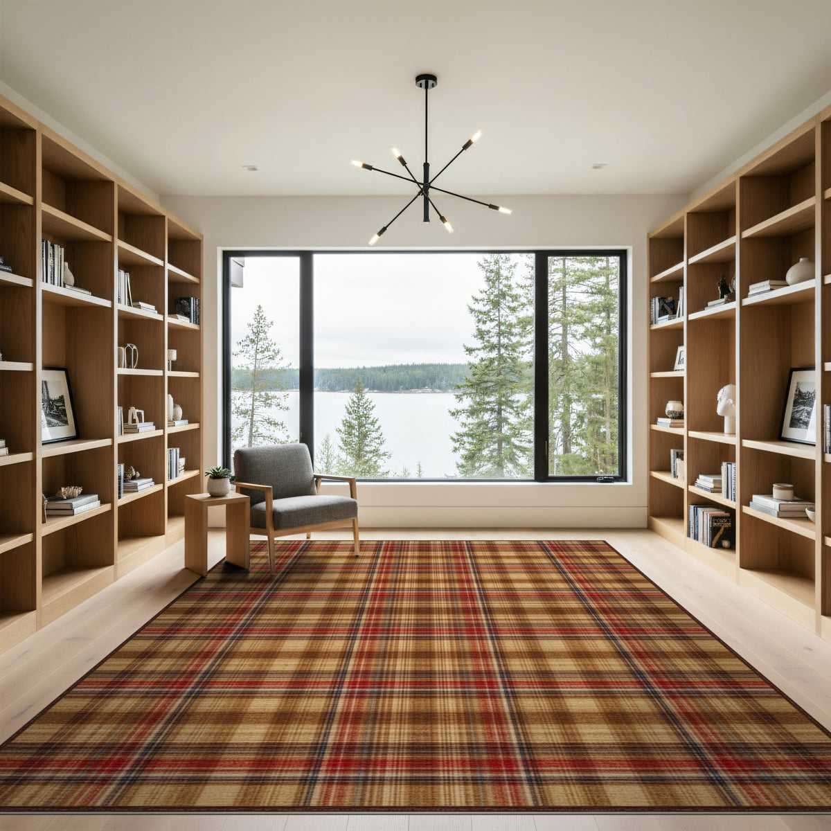 Rustic Farmhouse Brown and Tan Brown Tan Plaid Area Rug