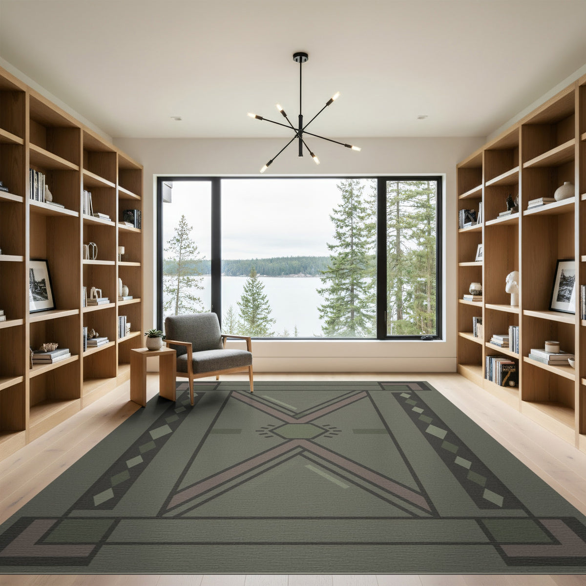 Geometric Green Hexagon Area Rug