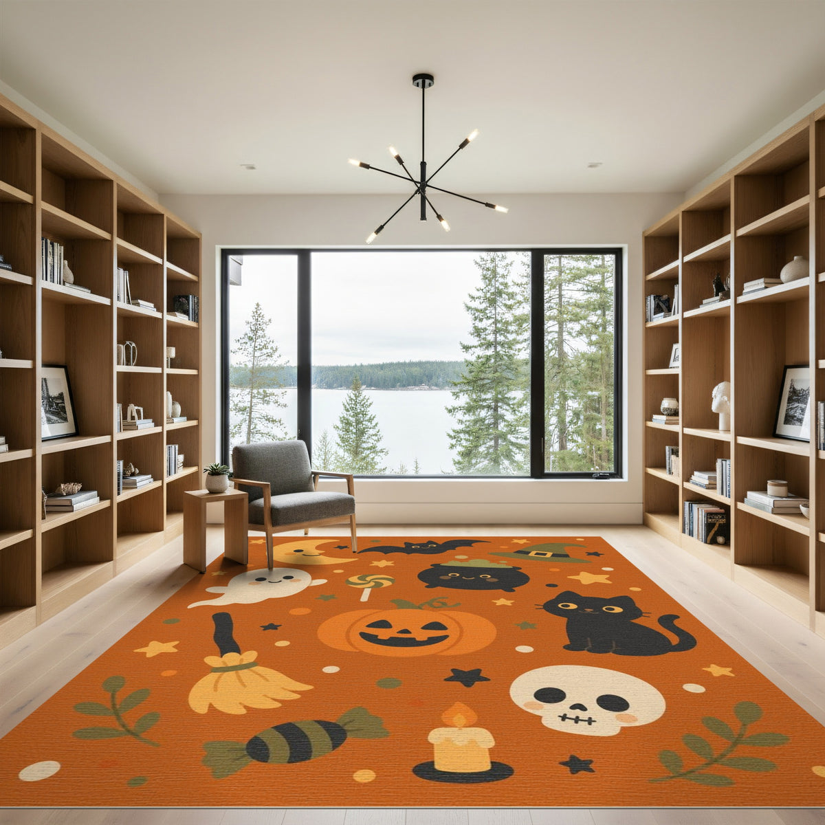 Multi-color and Patterns Cute Halloween Cartoon Kids Area Rug