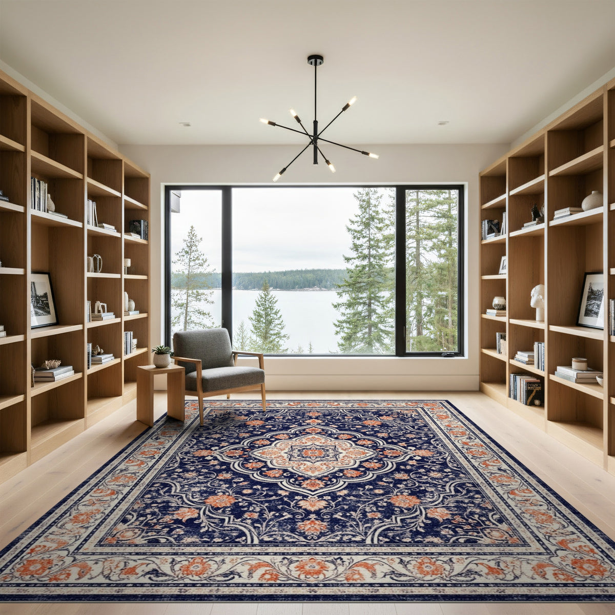 Navy Floral Blue and Teal Navy Blue Floral Persian Area Rug
