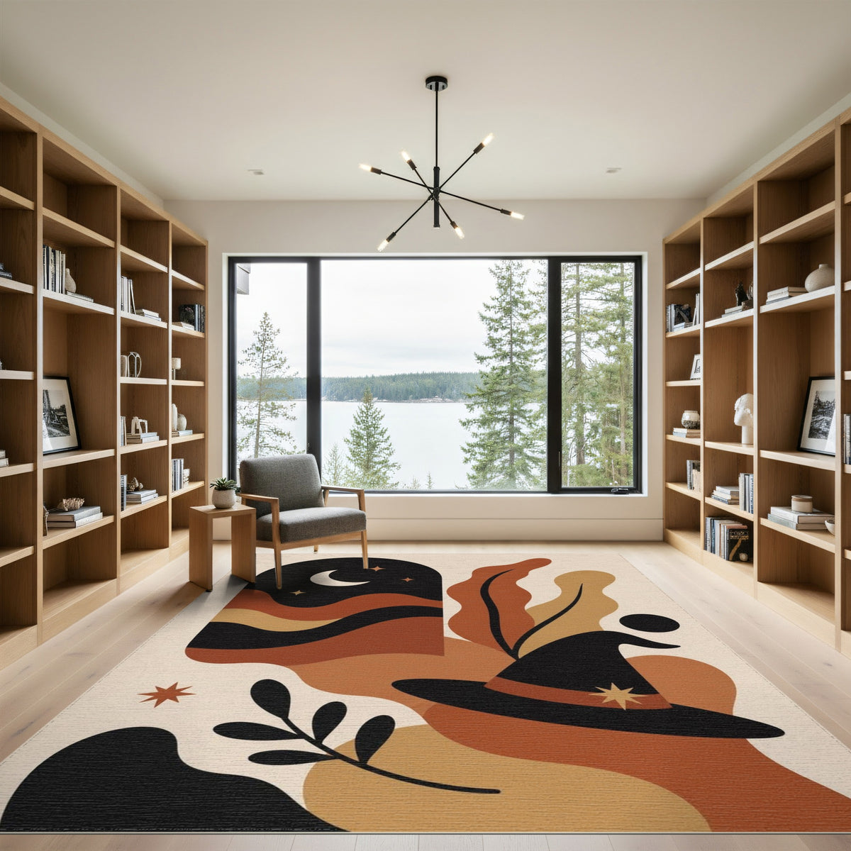 Abstract Witch Hat Moon Area Rug