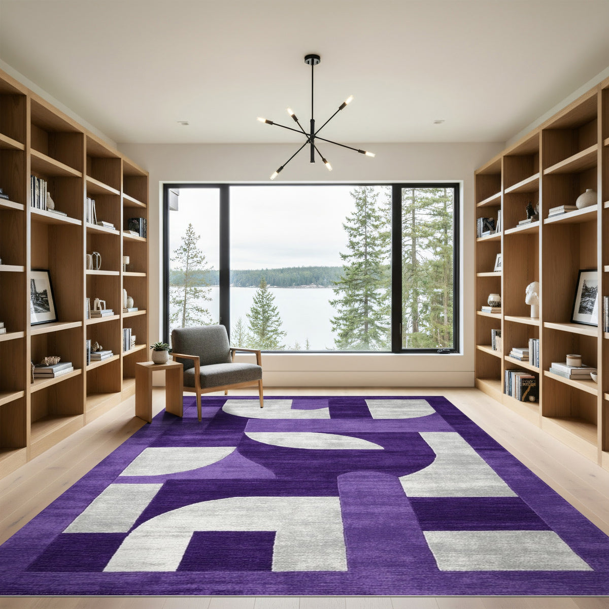 Purple Geometric Area Rug