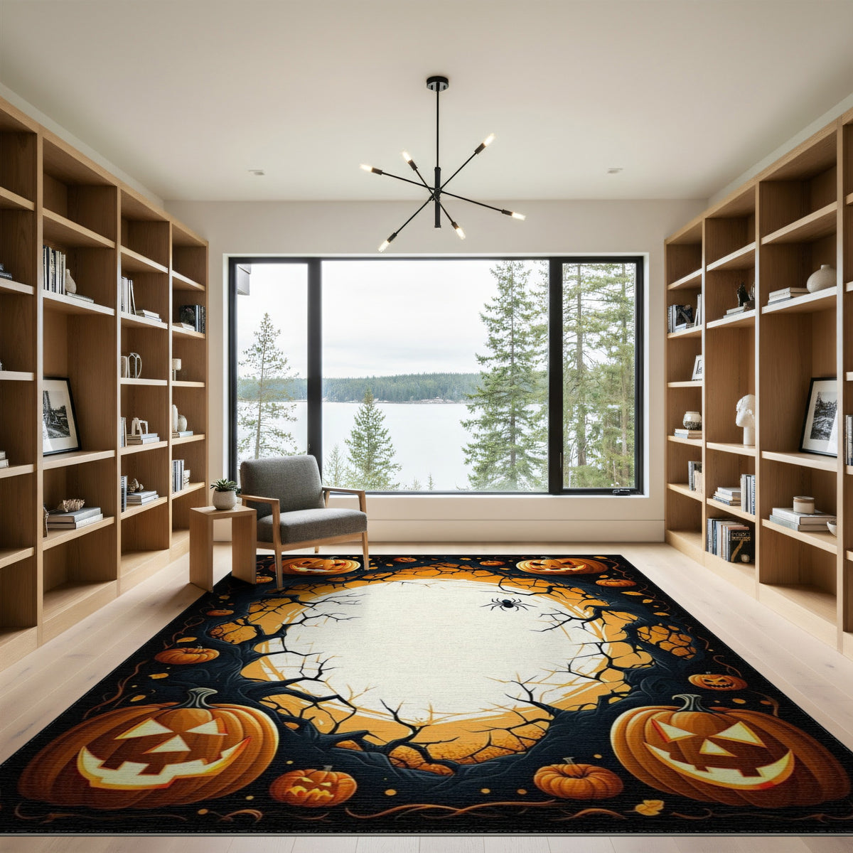 Pumpkin Moon Halloween Area Rug
