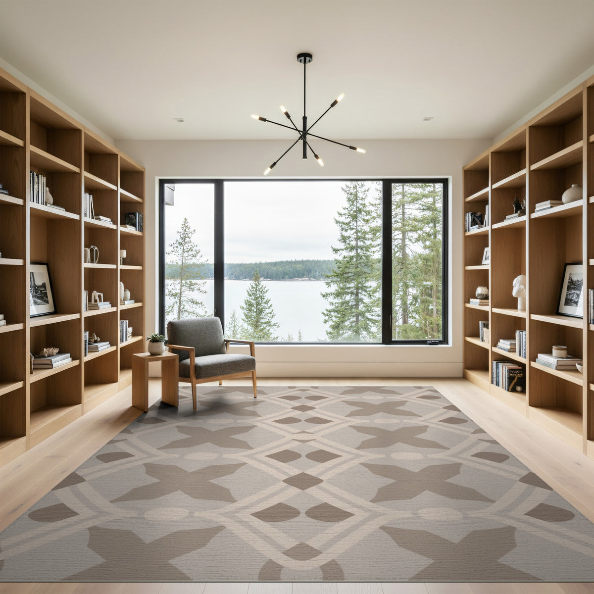 Beige Geometric Trellis Area Rug