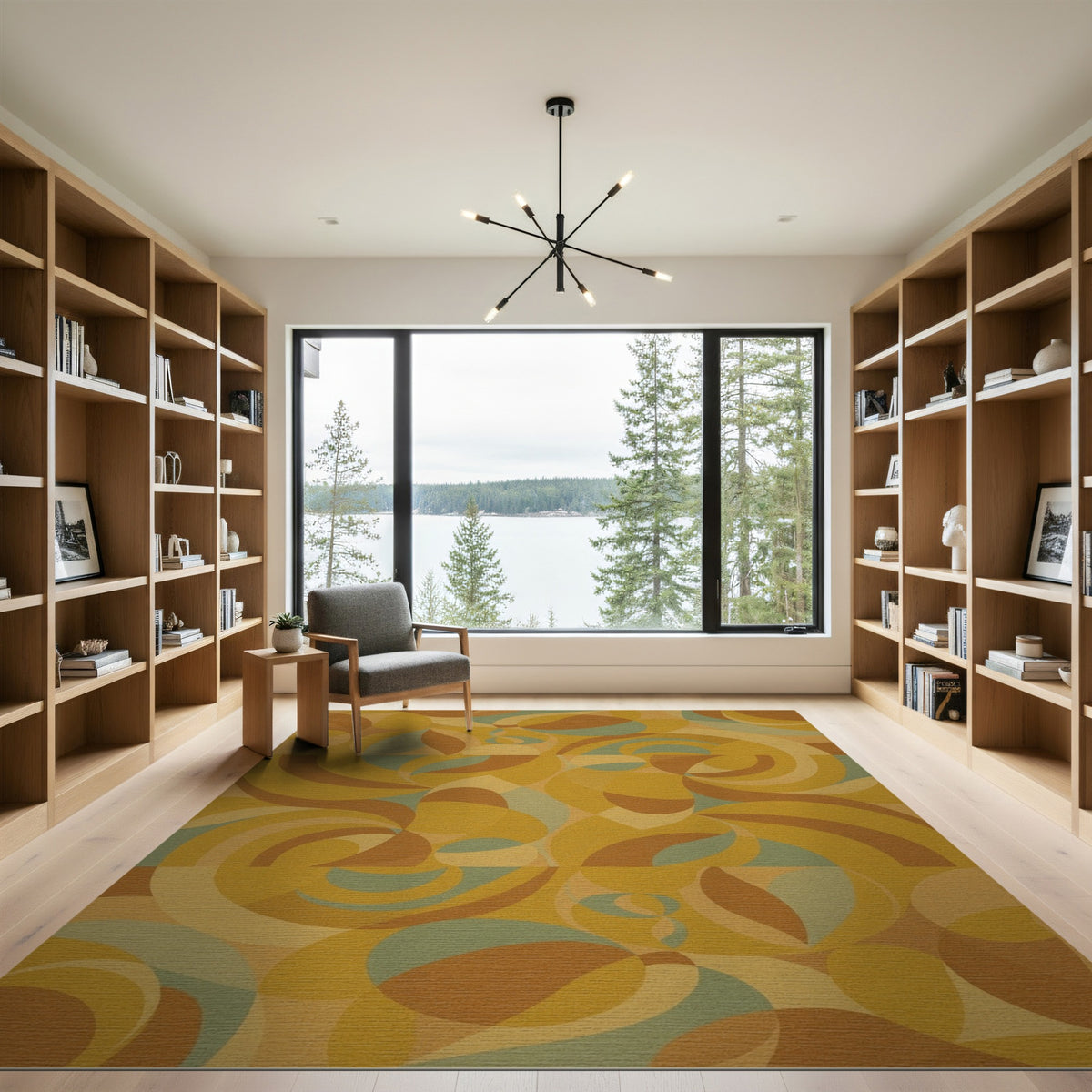 Retro Abstract Swirl Area Rug