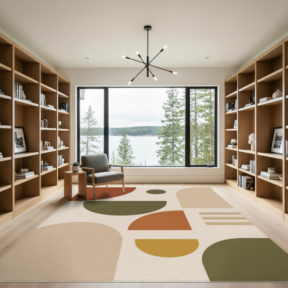 Geometric Brown Tan Geometric Modern Area Rug