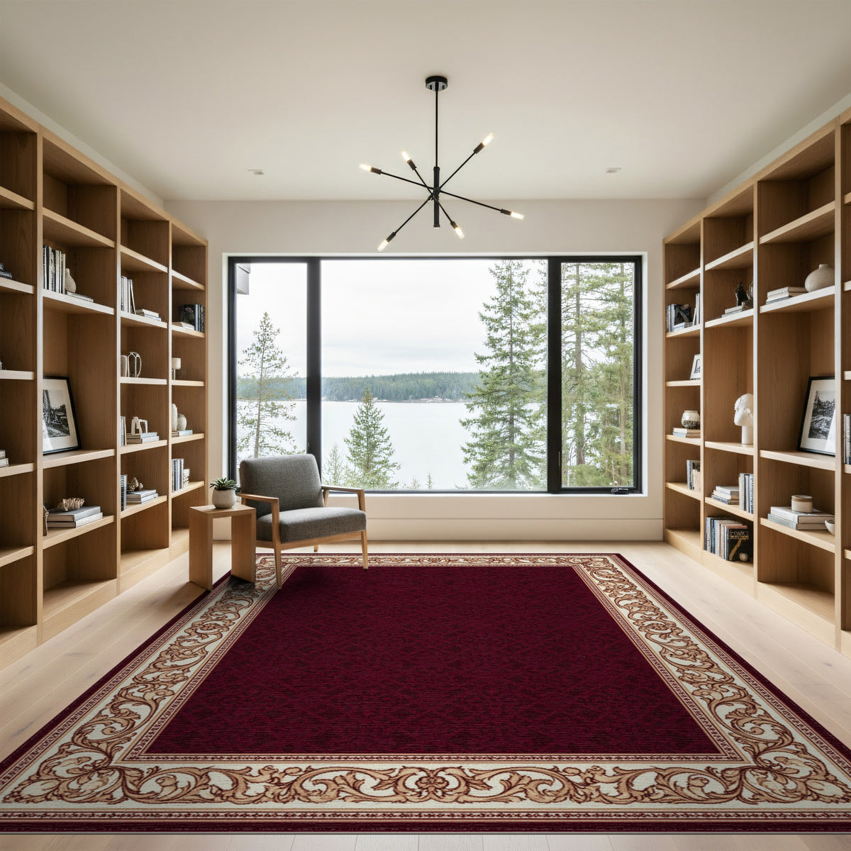 Luxurious Red Persian Area Rug with Ornate Border