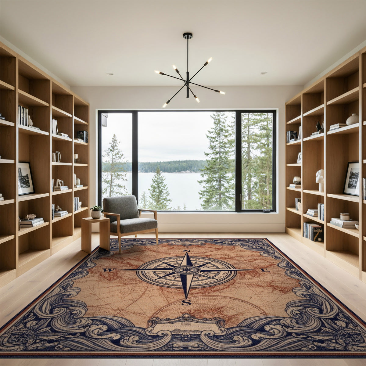 Vintage Compass Map Area Rug
