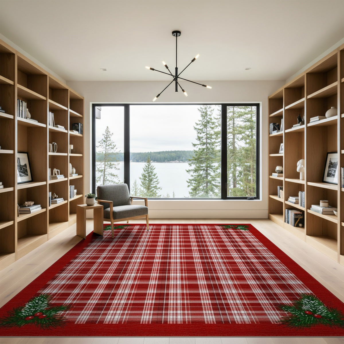 Red Plaid Holly Area Rug