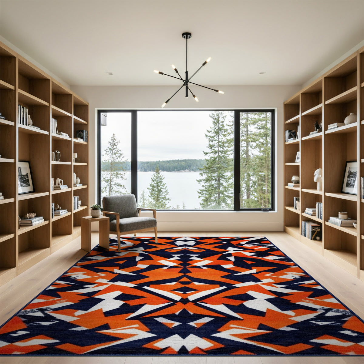 Geometric Modern Multi-color and Patterns Bold Orange Geometric Area Rug