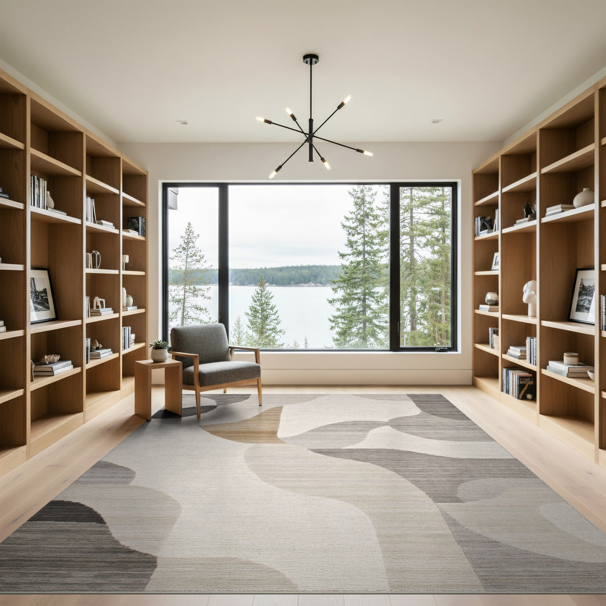 Abstract Area Beige and Neutral Abstract Neutral Wave Area Rug