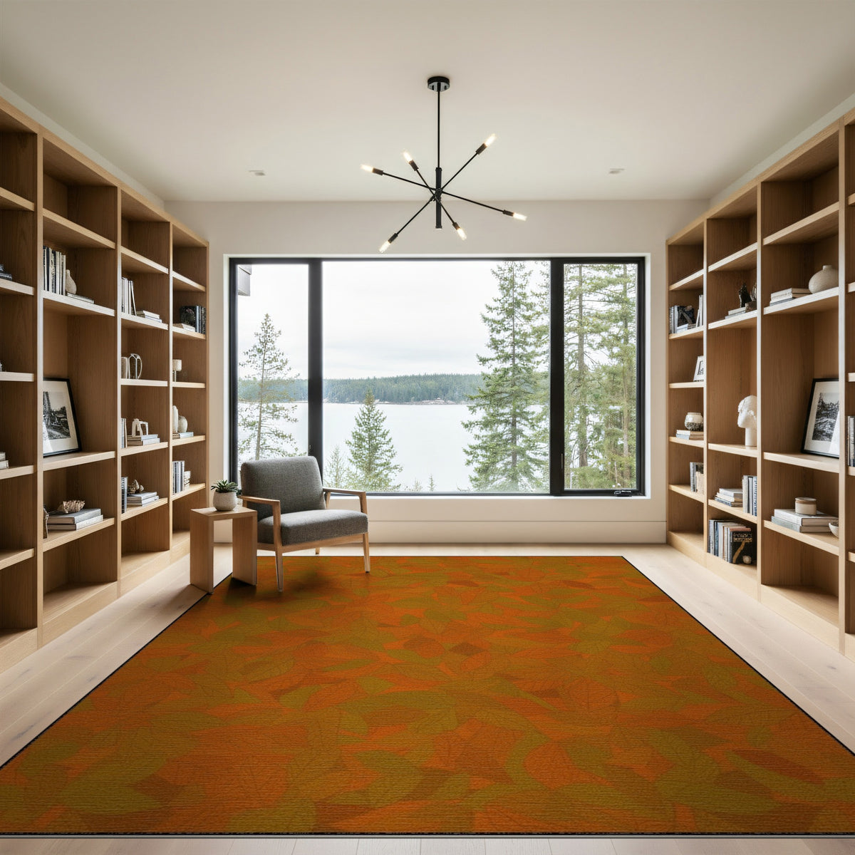 Orange Leaf Area Rug