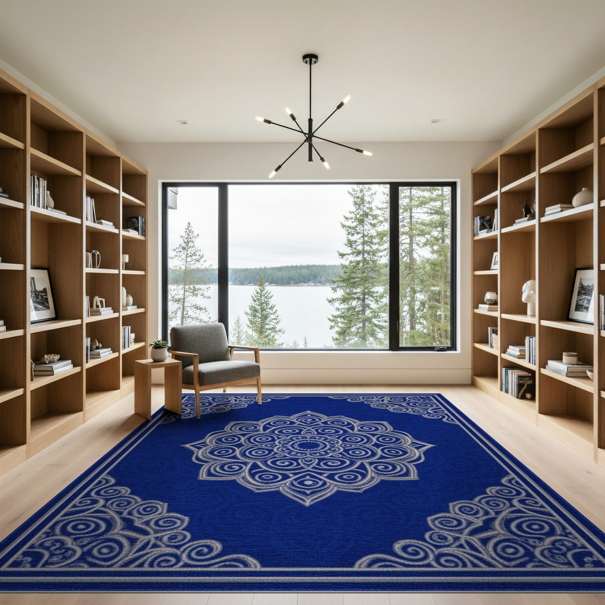 Blue Mandala Medallion Area Rug