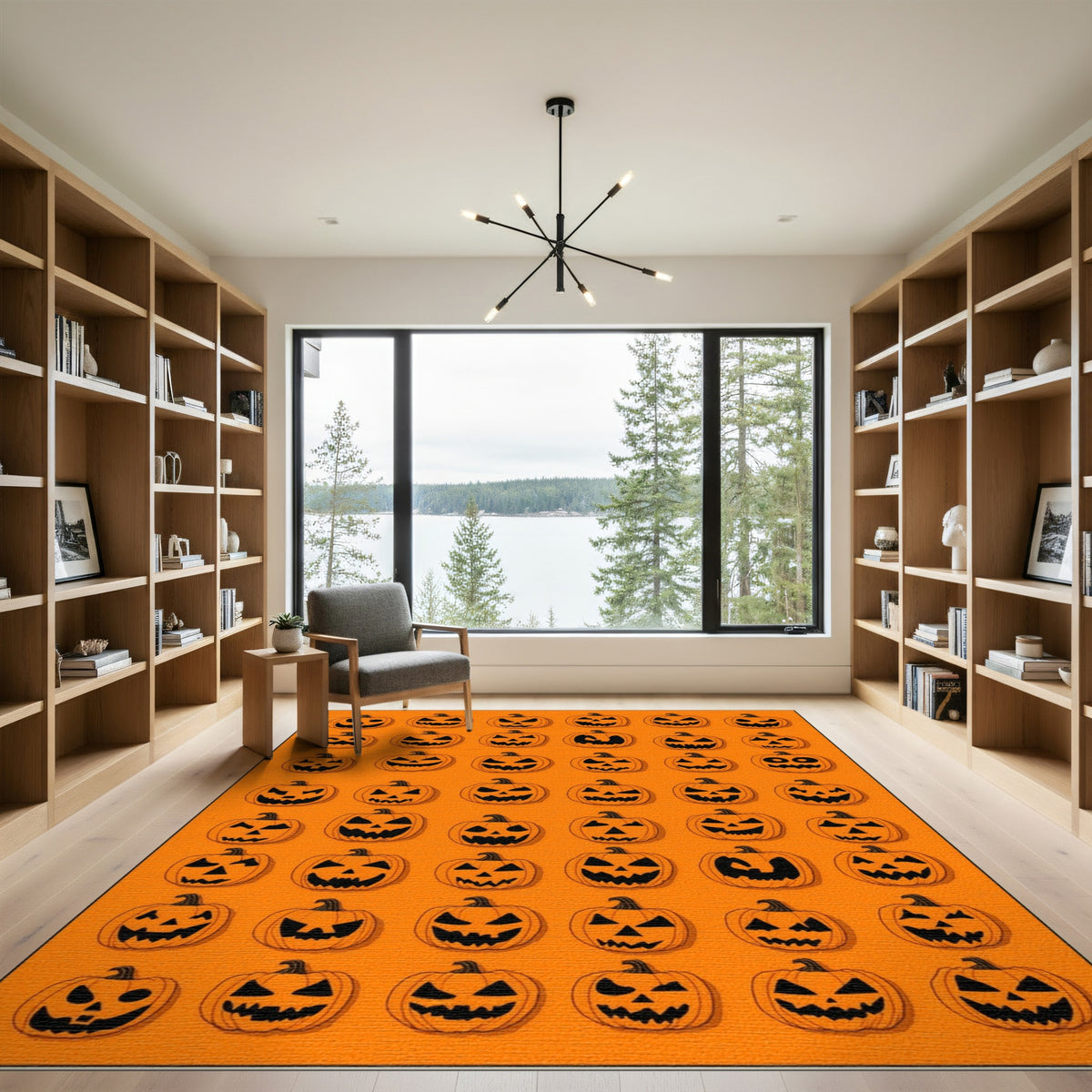 Orange Halloween Pumpkin Kids Cartoon Area Rug