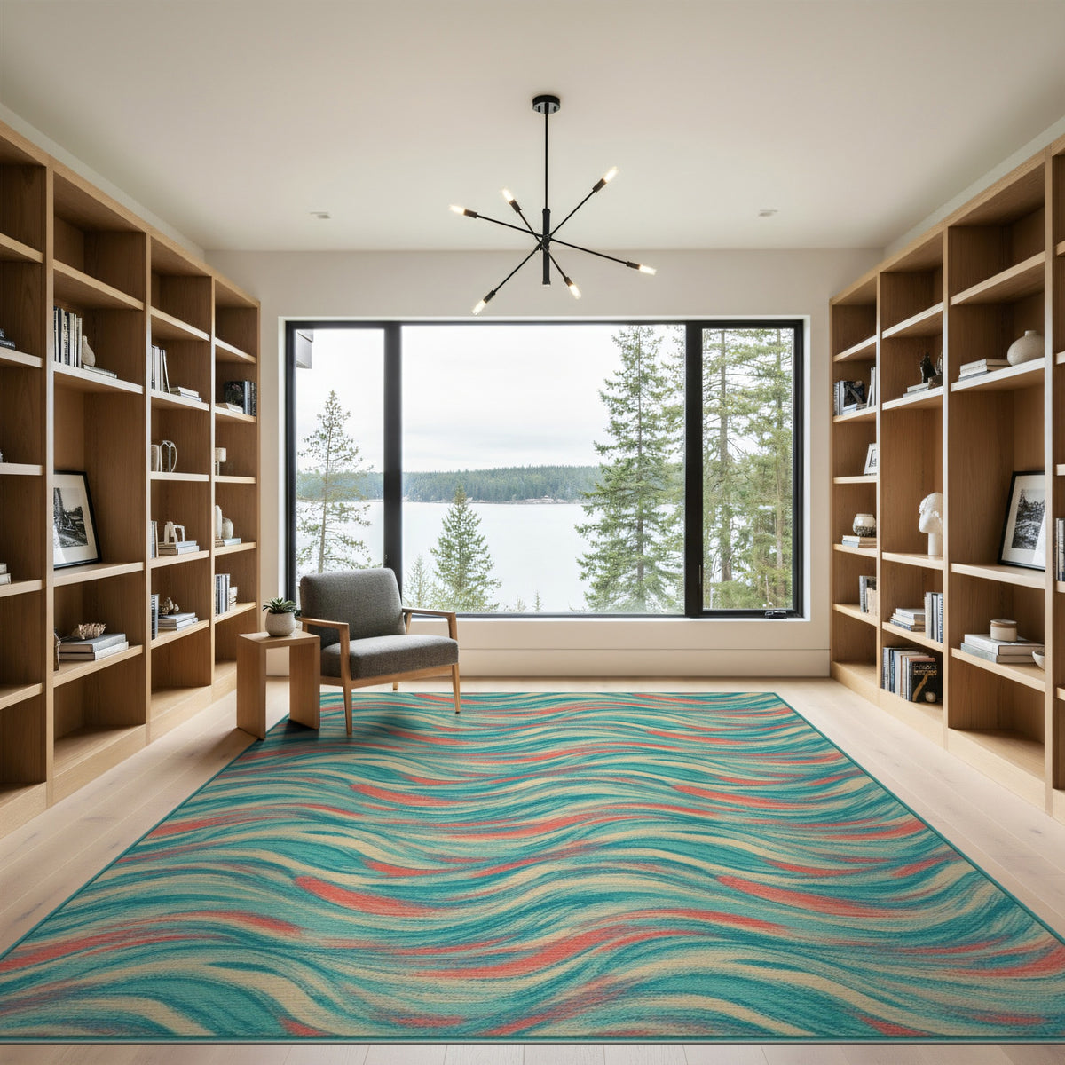 Teal Wave Coastal Area Rug