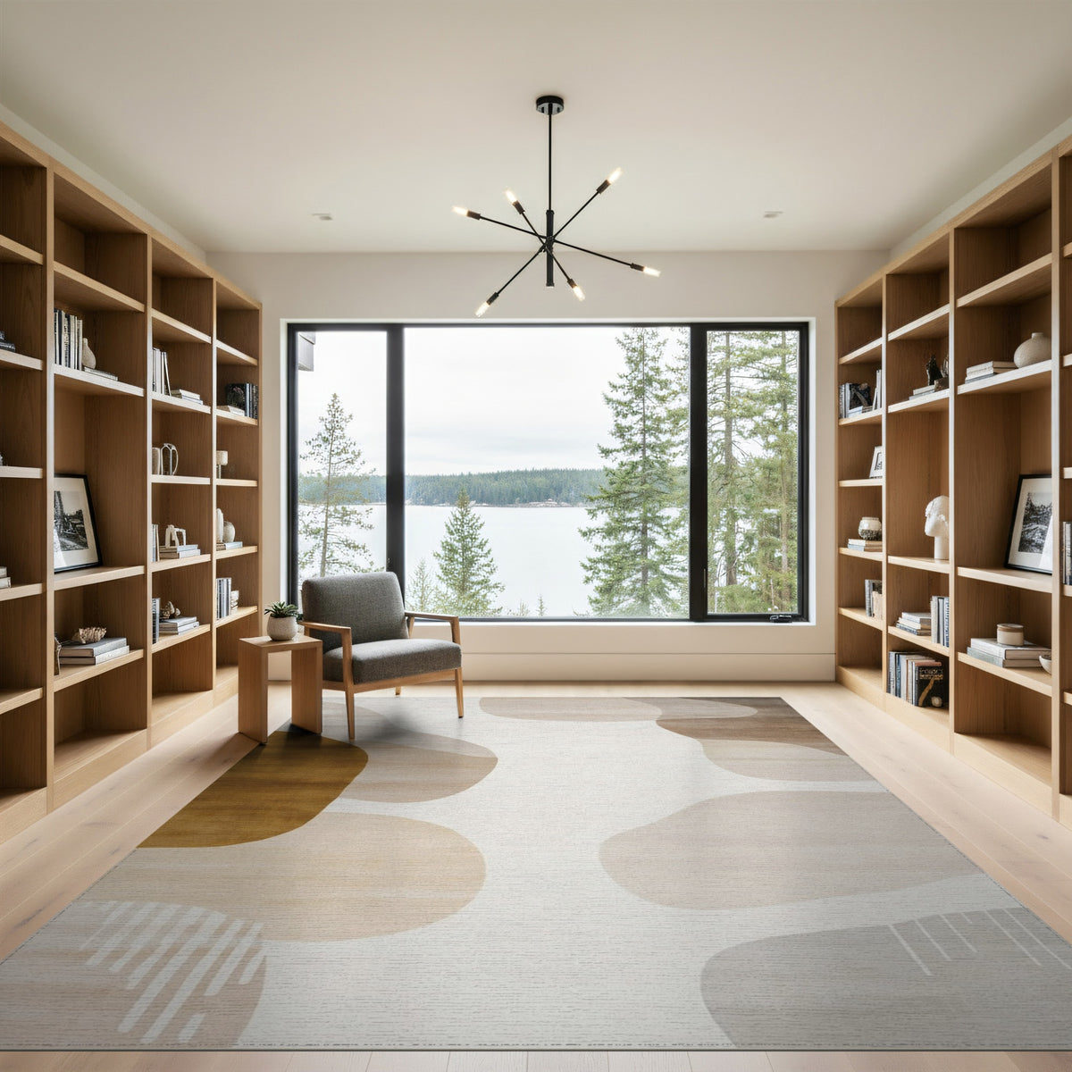 Abstract Beige Brown Organic Area Rug