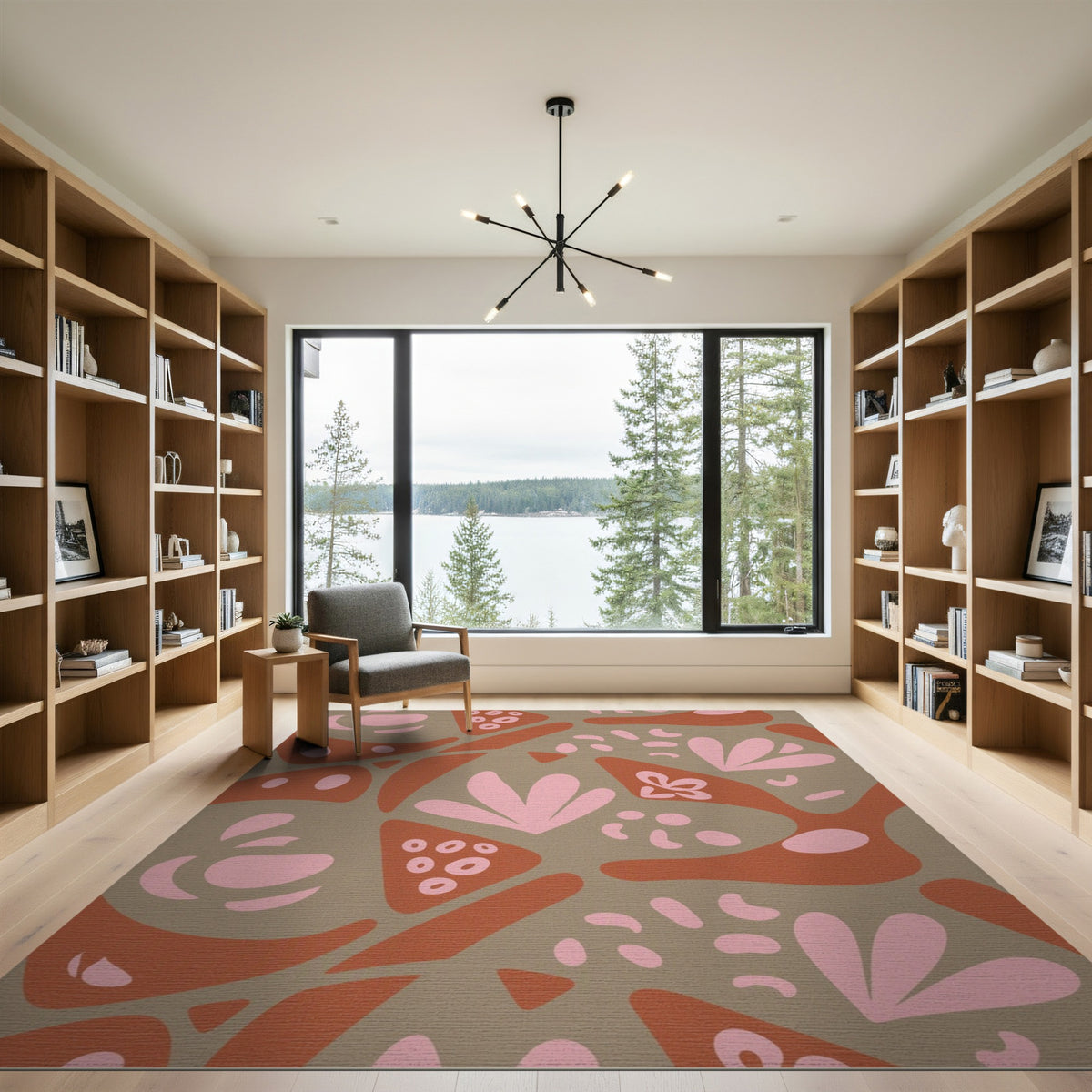 Abstract Brown Tan Area Rug