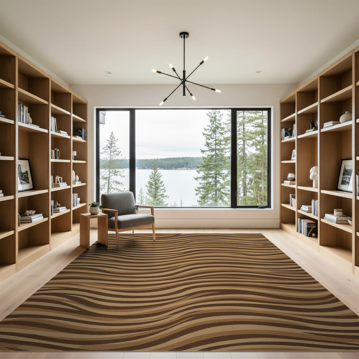 Brown Wavy Stripe Area Rug