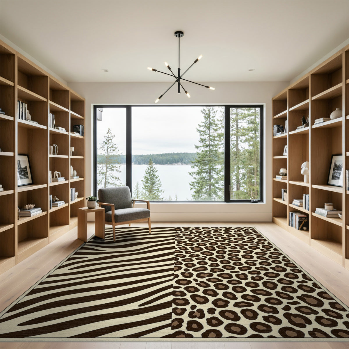 Boho Chic Brown Zebra Leopard Print Area Rug